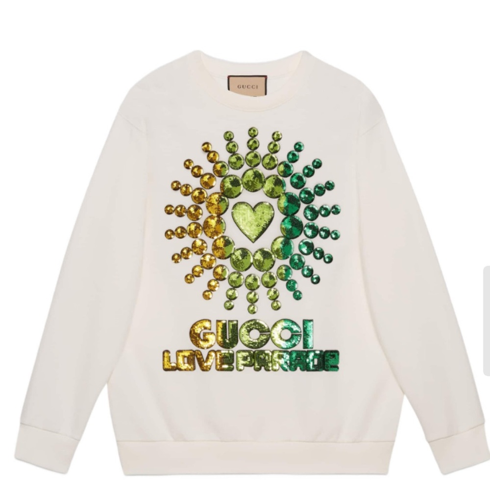 Gucci Cream and Green Crew Neck Sweater